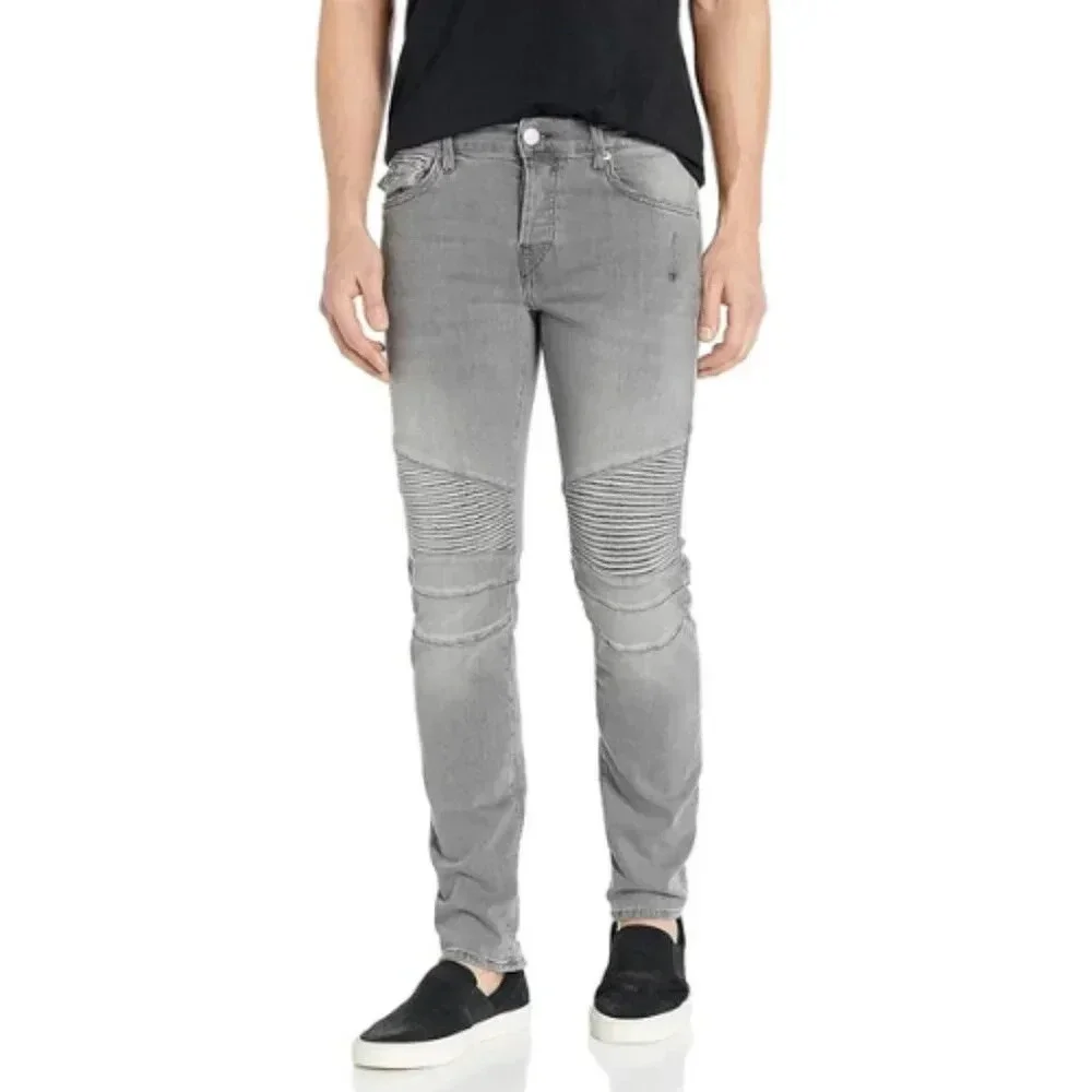 True Religion Mens Size 40 Rocco Biker Skinny Fit Jean In Grey